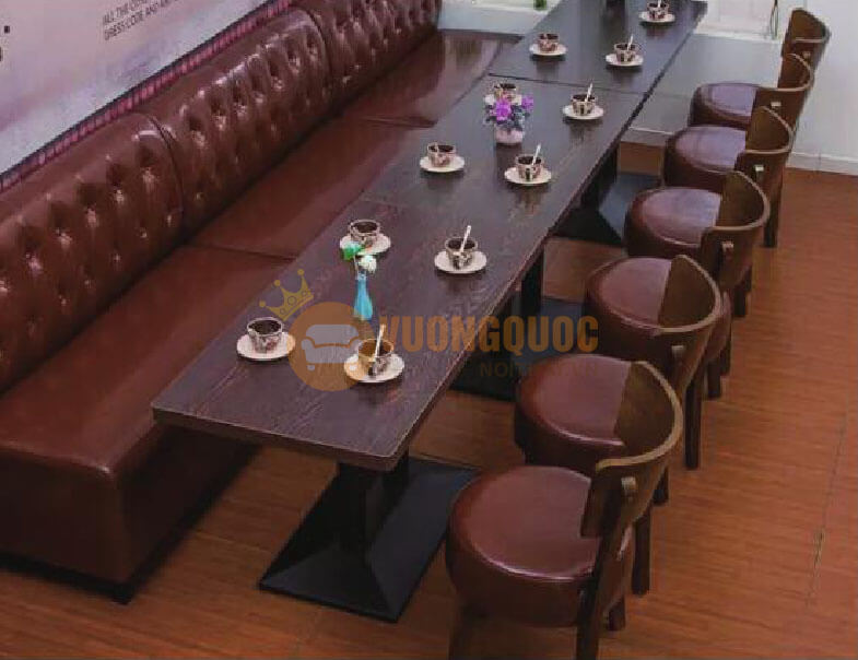 Bộ bàn ghế nhà hàng màu nâu sang trọng HOY TM143-2